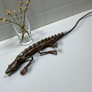 Unique‎ Primitive Metal Lizard Sculpture Reptile Figurine Garden Art Home Decor